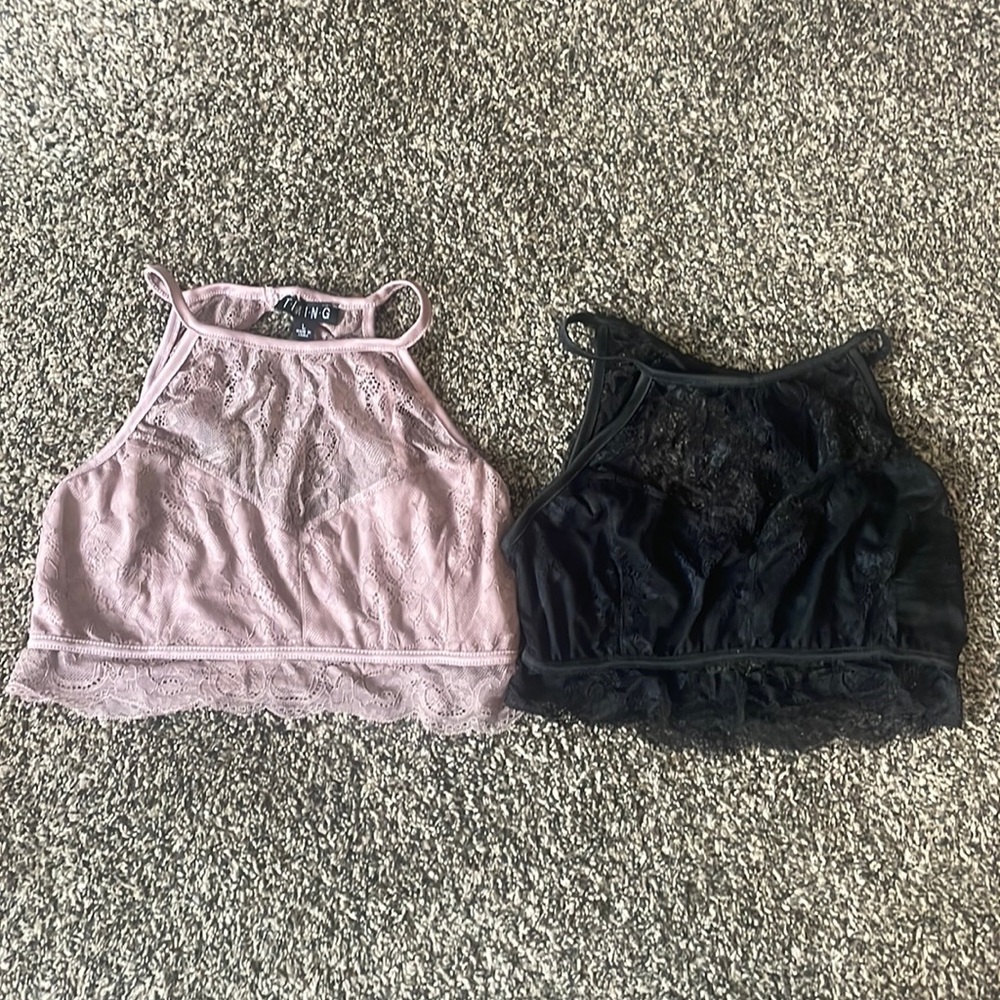 Set of two lacy bralette. One black and one mauve. Never worn